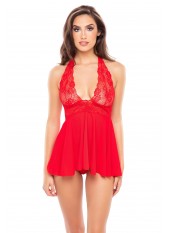 Ensemble rouge, Babydoll tour de cou G-String - REN30941-RED