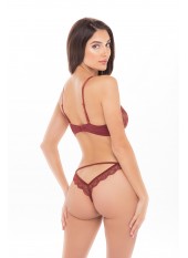 Ensemble 2 pièces avec soutien-gorge à armatures et string dentelle - REN53024-BUR