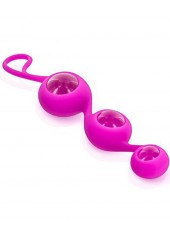 Triple boules de Geisha rose verre et silicone - CC571002