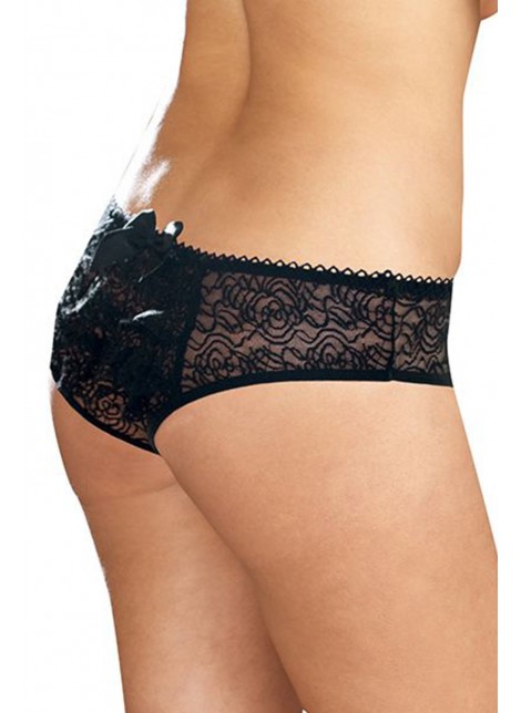 Panty taille basse, ouvert, fronces au dos - DG1300XBLK Reconditionné