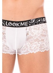 Boxer blanc en dentelle délicate - LM2006-67WHT