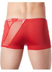 Boxer rouge sexy avec bandes fine résille et déco zippée - LM808-67RED