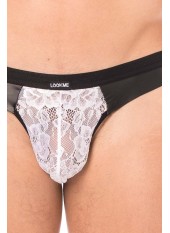 Jock blanc en dentelle et simili cuir - LM2002-27WHT