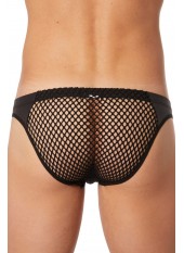 Slip noir filet avec bandes simili cuir - LM911-61MBLK