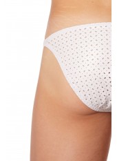 Slip échancré blanc simili cuir finement ajouré - LM811-61WHT