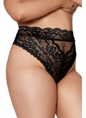 String grande taille dentelle taille haute noir - DG1477XBLK