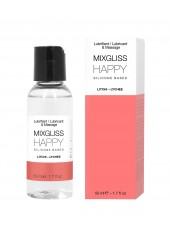 2 en 1 Lubrifiant et huile de massage silicone Mixgliss Happy Litchi 50 ML - MG2535