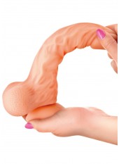 Gode réaliste veiné ventouse va-et-vient prépuce testicules billes mouvantes 22cm - CC514107