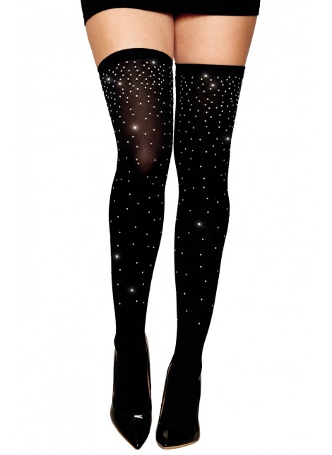 Bas fantaisie noir avec strass - DG0459BLK