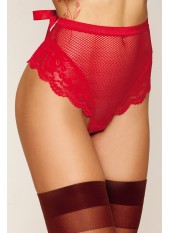 String rouge taille haute avec porte jarretelles intégrés détachables - DG1478RED