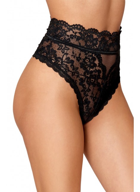 String dentelle taille haute noir - DG1477BLK