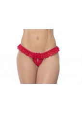 Culotte ouverte rouge avec froufrou en dentelle - MAL119RED