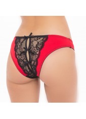 Culotte ouverte noir et rouge - REN1157-RED