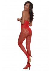 Bodystocking rouge seins nus effet bustier - DG0268RED