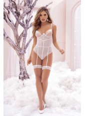 Body string ouvert en dentelle blanche - MAL8674WHT