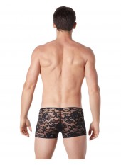 Boxer noir en fine dentelle avec légère transparence - LM706-67BLK