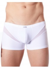 Boxer blanc sexy avec fine résille en V - LM805-67WHT