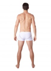 Boxer blanc sexy avec fine résille en V - LM805-67WHT