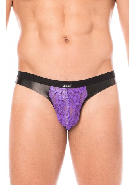 Jock violet en dentelle et simili cuir - LM2002-27PUR