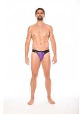 Jock violet en dentelle et simili cuir - LM2002-27PUR