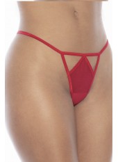 Nuisette fine résille rouge avec bonnets ouverts et string - MAL7508RED