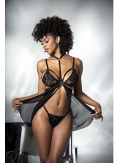 Deux-en-Un, Body et nuisette dentelle noire - MAL7499BLK