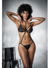 Deux-en-Un, Body et nuisette dentelle noire - MAL7499BLK