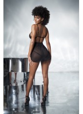 Deux-en-Un, Body et nuisette dentelle noire - MAL7499BLK