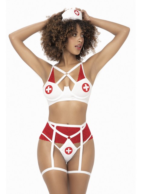 Costume d'infirmière sexy de trois pièces - MAL6464COS