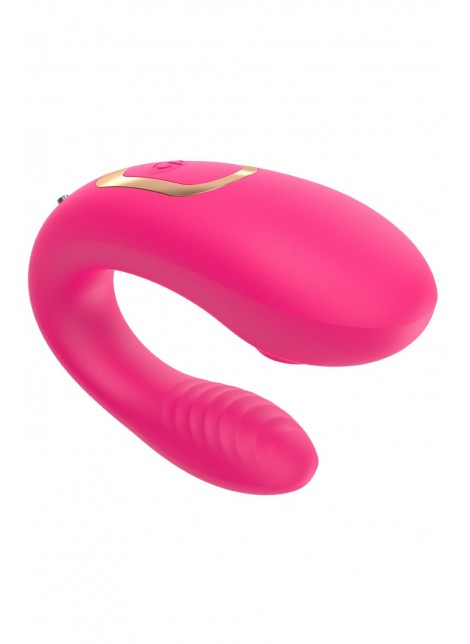 Vibromasseur de couple rose, USB avec 2 moteurs pour stimulation Point G et clitoridienne avec télécommande - TOD-062PNK