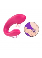 Vibromasseur de couple rose, USB avec 2 moteurs pour stimulation Point G et clitoridienne avec télécommande - TOD-062PNK