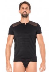 T-shirt noir rayé opaque et transparent - LM2906-81BLK