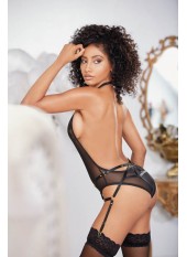 Panty noir ouvert avec porte jarretelles - A1119B