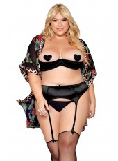 Soutien-gorge Demi-Seins, grande taille, en satin noir - DG13254XBLK