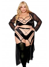 Ensemble grande taille avec Soutien-gorge, jupe porte-jarretelles, string - DG13377XBLK