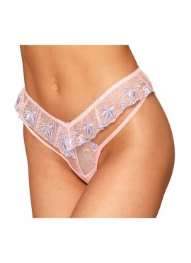 String avec broderie florale rose avec taille en forme de « V » - DG1495ROS