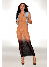 Robe bodystocking avec motifs zèbre, aux couleurs cuivrées - DG0488BKC