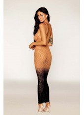 Robe bodystocking avec motifs zèbre, aux couleurs cuivrées - DG0488BKC