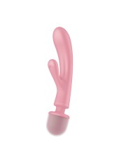 2 en 1 Vibromasseur rabbit et wand rose USB Triple Lover Satisfyer - CC597843