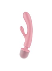 2 en 1 Vibromasseur rabbit et wand rose USB Triple Lover Satisfyer - CC597843