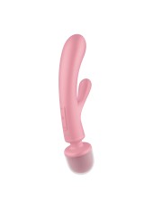 2 en 1 Vibromasseur rabbit et wand rose USB Triple Lover Satisfyer - CC597843