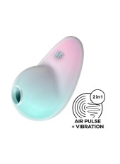 Stimulateur clitoridien par onde de pression sans contact et par vibration USB vert et rose, Pixie Dust Satisfyer - CC597837