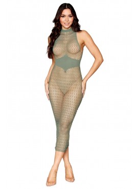 Robe bodystocking en filet dans un design géométrique sans couture - DG0489SAG