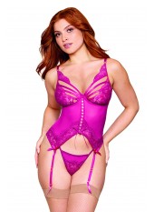 Bustier porte jarretelles rose avec string - DG13283BEE