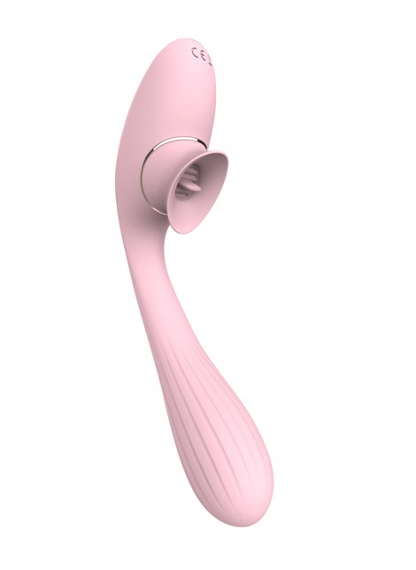 2 en 1 Stimulateur de clitoris avec langue et vibromasseur pour G USB flexible rose DISA - WS-NV025PNK