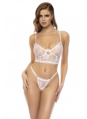 2 en 1 Nuisette et ensemble 2 pièces en dentelle et résille transparente - MAL7544WHT