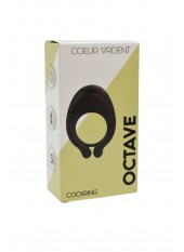 OCTAVE, Cockring Noir dans un silicone médical doux avec 1 mode de vibration - COR035BLK