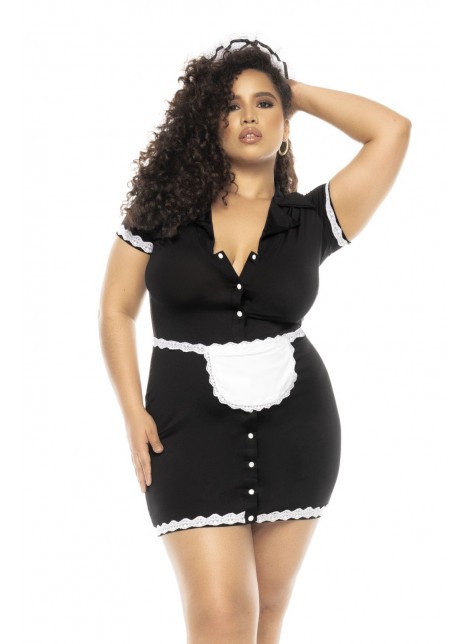 Costume soubrette 3 pièces grande taille , robe, tablier et coiffe - MAL60021XASHW