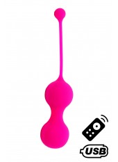 MINA Rose, Boules de Geisha en silicone médical USB avec télécommande - BQ130PNK