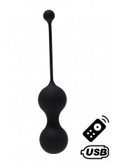 MINA Noir, Boules de Geisha en silicone médical USB avec télécommande - BQ130BLK